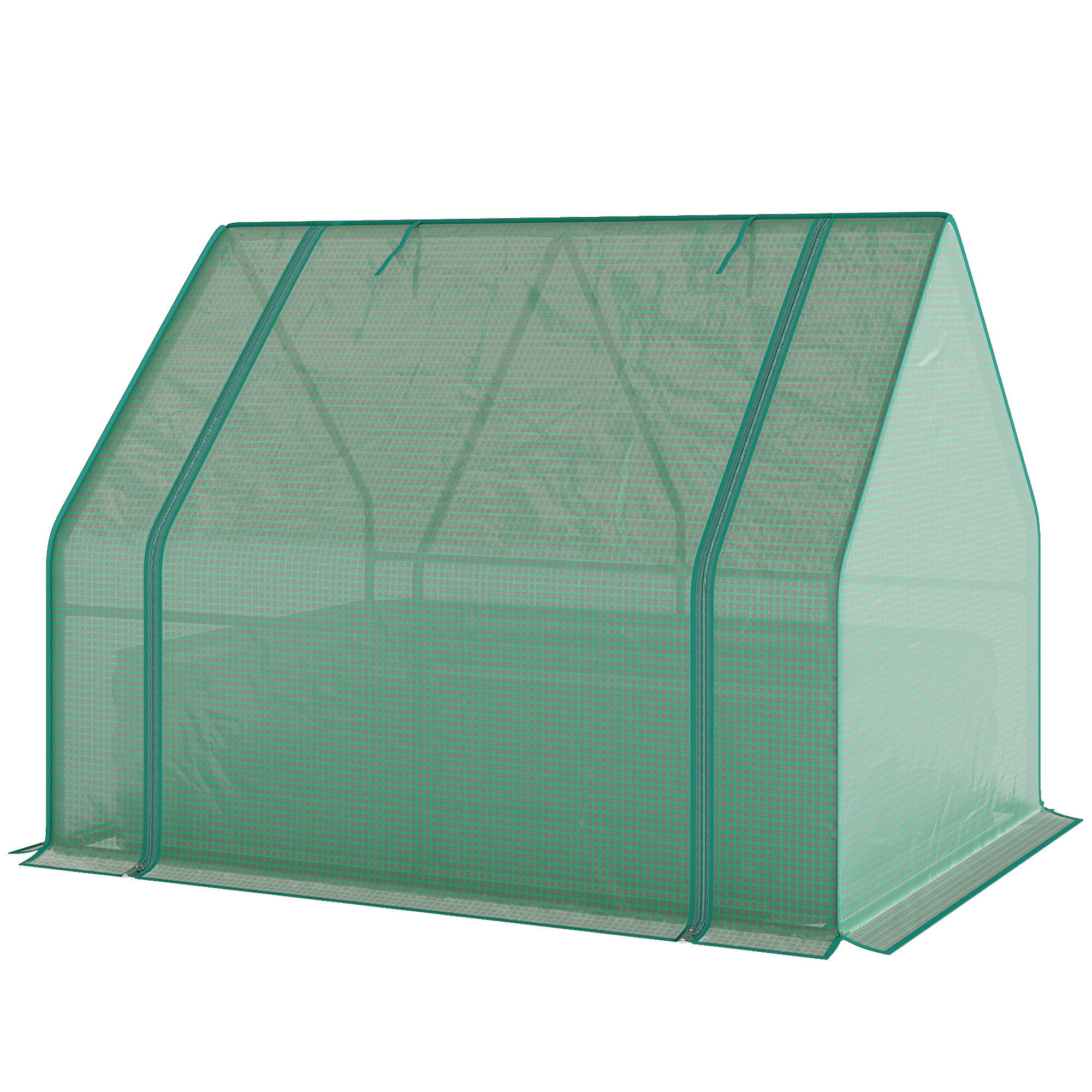 4 x 3 x 1ft Raised Garden Bed with Mini Greenhouse, Galvanized Raised Garden Bed with Cover, Green and Dark Gray