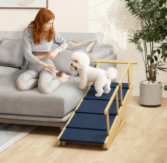 Adjustable Height Pet Steps, Foldable Dog Stairs with for Small to Large Dogs