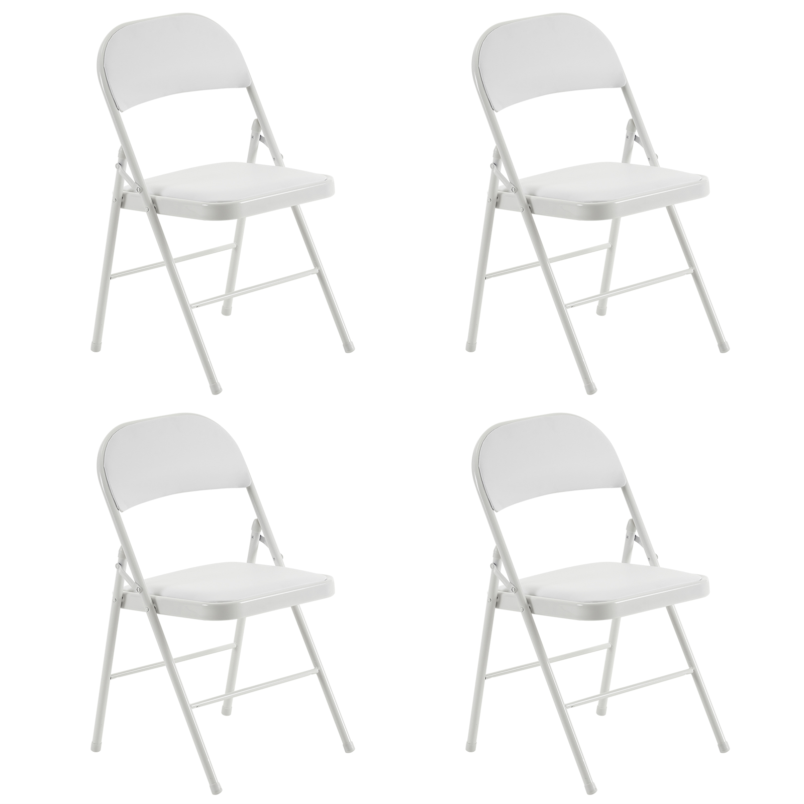 【Old Code：33292149】4pcs Elegant Foldable Iron & PVC Chairs for Convention & Exhibition White